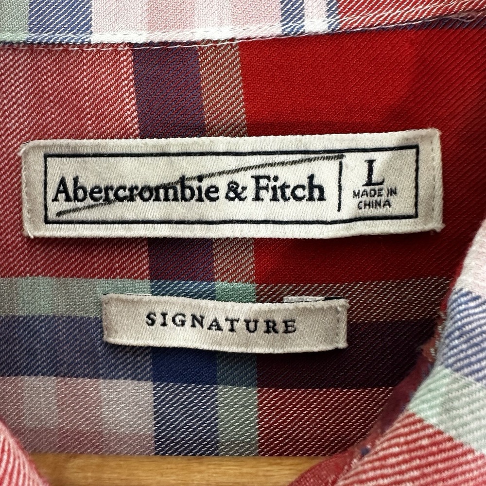 Abercrombie & Fitch Button Up Shirt Womens Large Plaid Long Sleeve Lightweight - Picture 2 of 8